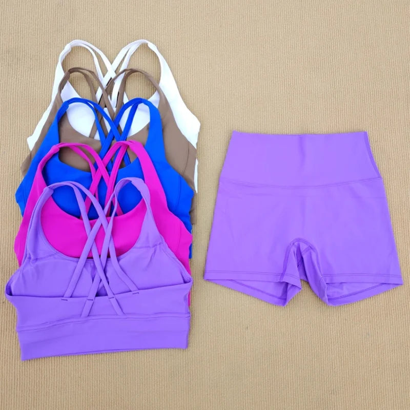 2 Pieces Yoga Clothes Shorts Suit Gym Women's Sportswear Shorts Suit Sexy Fashion Spice Girls Fitness Clothes Outdoor Workout Totally invincible