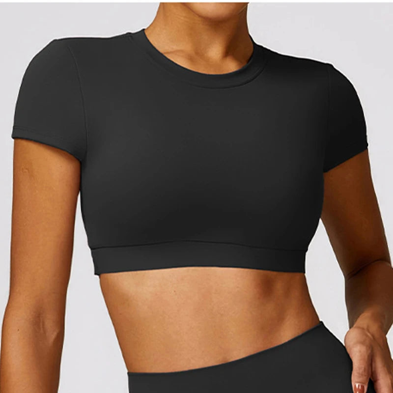 Backless Sports Short Shirts Women Gym Women Fitness Sexy Crop Top Quick-Drying Yoga Clothing Breather Workout Sportswear Women Totally invincible