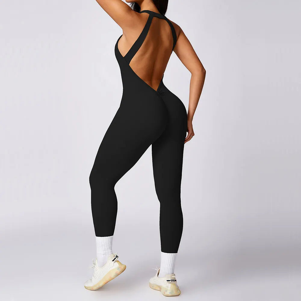 Gym Jumpsuit Women Set Training Yoga Suit Sportswear Sports Jumpsuit Fitness Rompers Workout Clothes Sexy Scrunch Butt Bodysuits Totally invincible