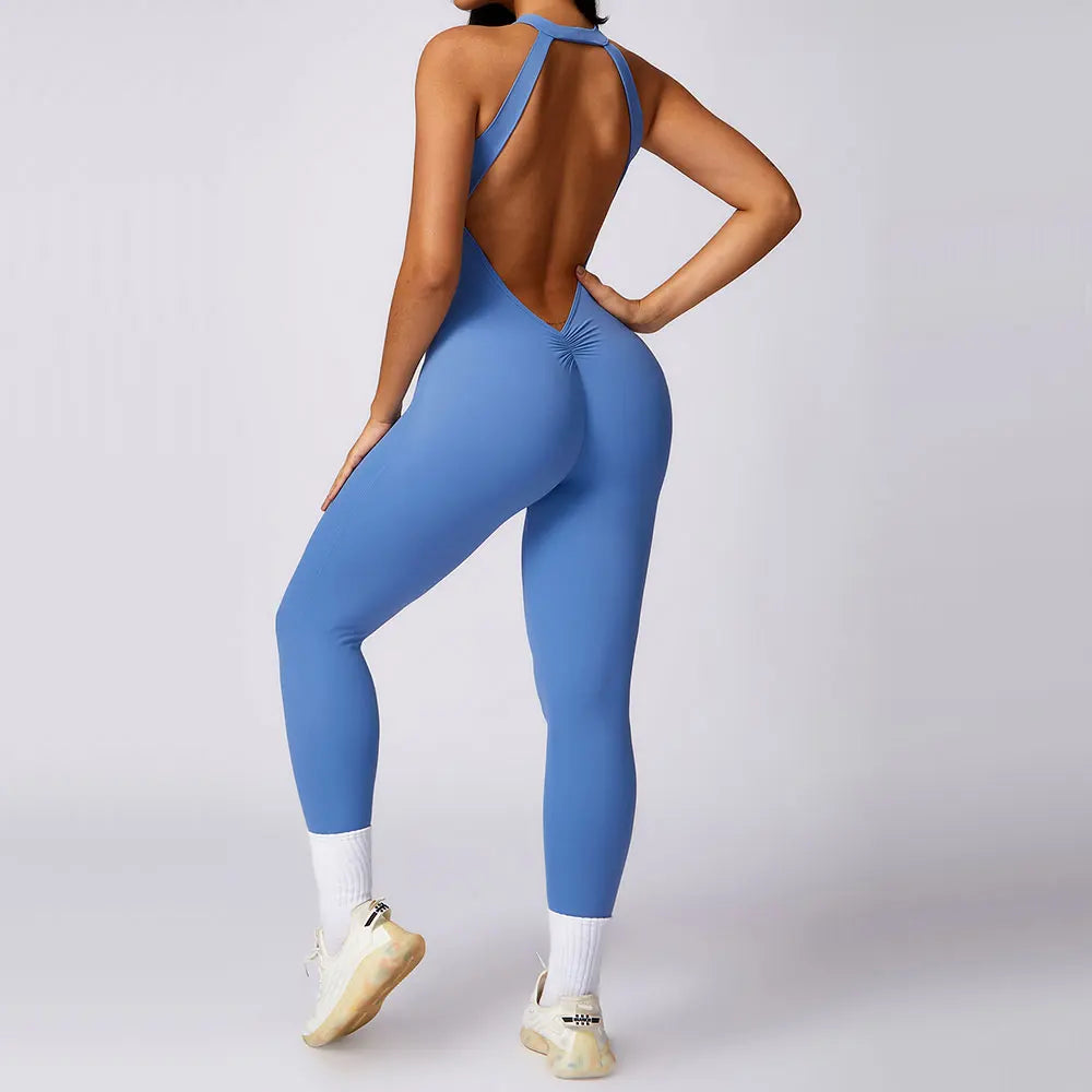 Gym Jumpsuit Women Set Training Yoga Suit Sportswear Sports Jumpsuit Fitness Rompers Workout Clothes Sexy Scrunch Butt Bodysuits Totally invincible