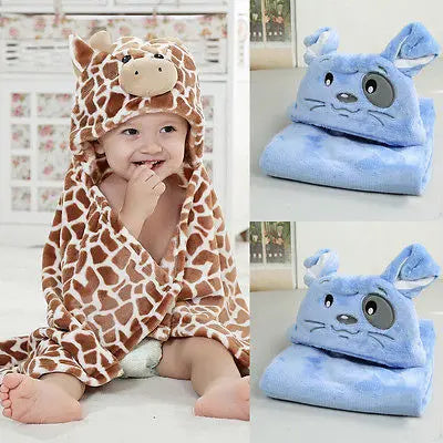 100cm Bear Shaped Baby Hooded Bathrobe Soft Infant Newborn Towel Giraffe Towel Blanket Baby Bath Towel Cartoon Patter Towel hot