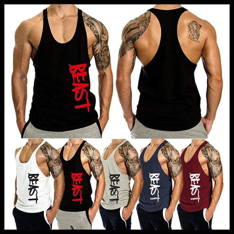 Tops for Men Gym Racerback T Bodybuilding Stringer  Tank Y Singlet Sleeveless Workout Tanktops