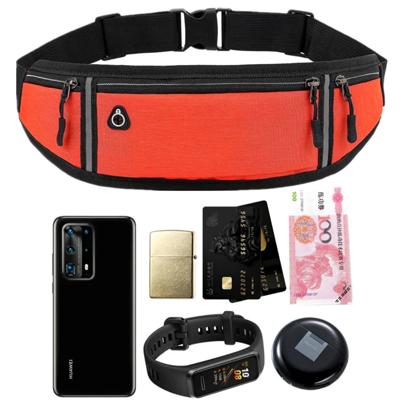 Professional Running Waist Bag Sports Belt Pouch Mobile Phone Case Men Women Hidden Pouch Gym SportsBags Running Belt Waist Pack