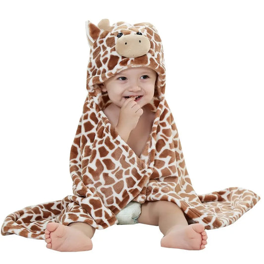 100cm Bear Shaped Baby Hooded Bathrobe Soft Infant Newborn Towel Giraffe Towel Blanket Baby Bath Towel Cartoon Patter Towel hot