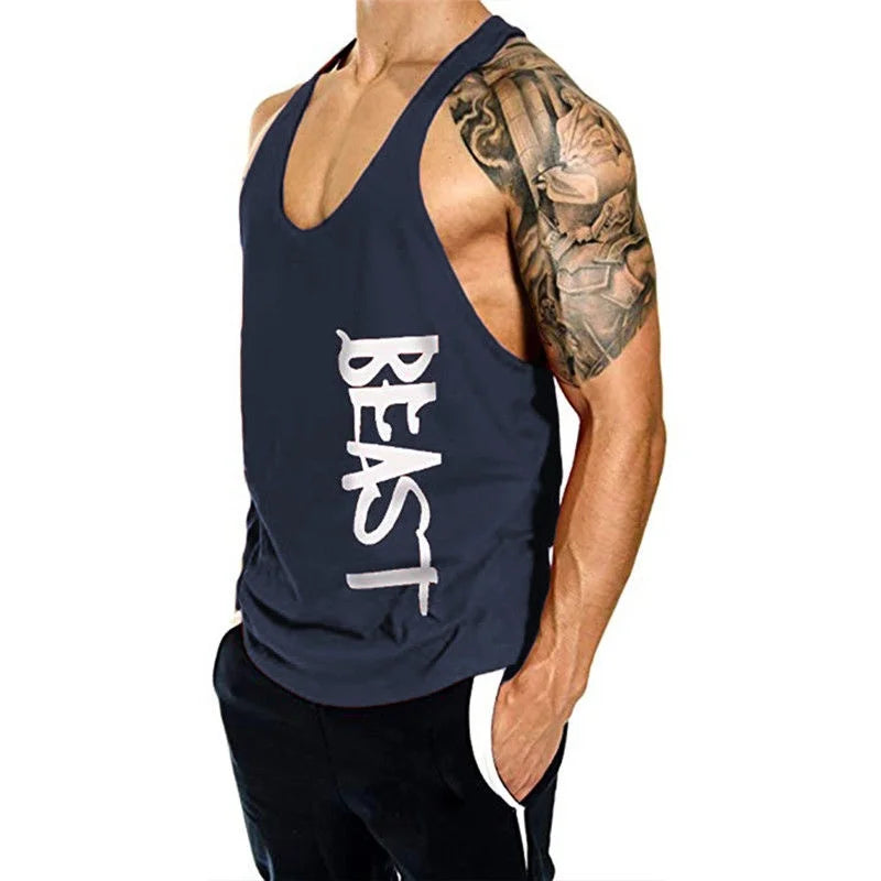 Tops for Men Gym Racerback T Bodybuilding Stringer  Tank Y Singlet Sleeveless Workout Tanktops