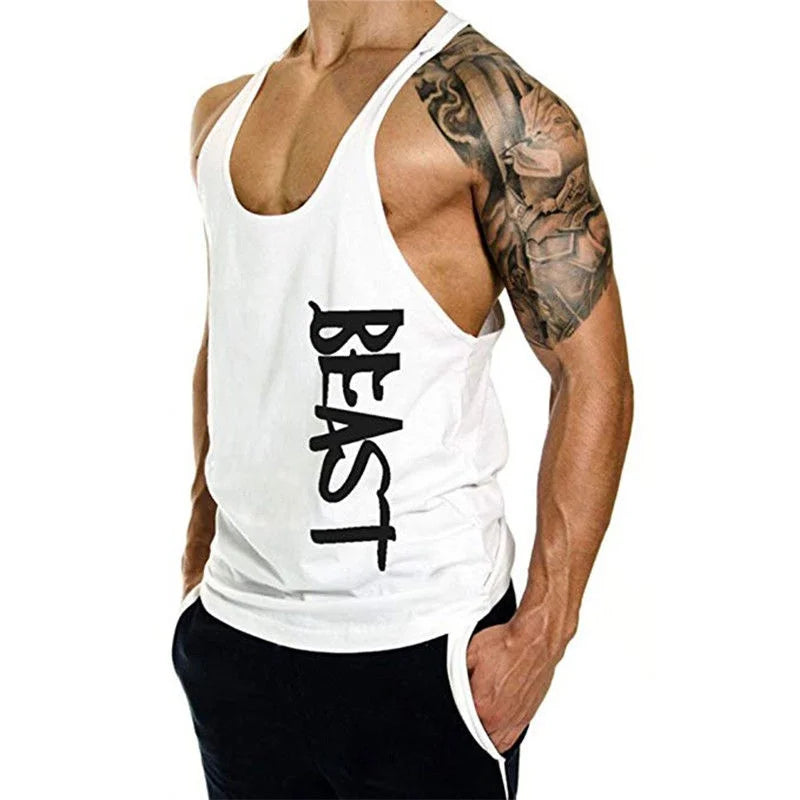 Tops for Men Gym Racerback T Bodybuilding Stringer  Tank Y Singlet Sleeveless Workout Tanktops