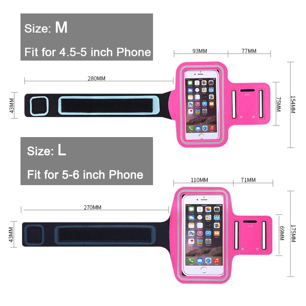 Men Women Running Phone Bags Waterproof Touch Screen Armbands Sports and Fitness Running Accessories for 4.5-6 Inch Smartphone