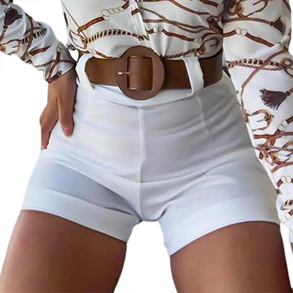 2021 Summer Office Lady Shorts Fashion Casual High Waist Solid Color Back Zipper Skinny Hot Shorts