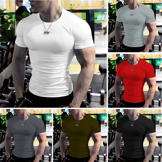 Men Short Sleeve Bodybuilding Top Sport Gym t Shirt Male Compression Sport t-Shirts Fitness Football Running Shirts Sportswear Totally invincible