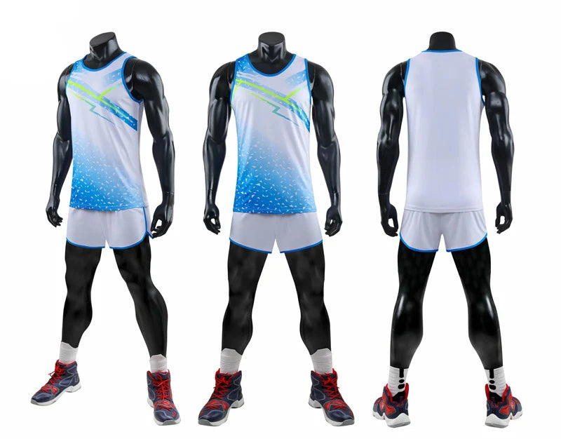 Men Women Camisetas Vest+Shorts Competition Running Set Track and field Sportswear Sprint Running Suit T-shirts Marathon Clothes Totally invincible