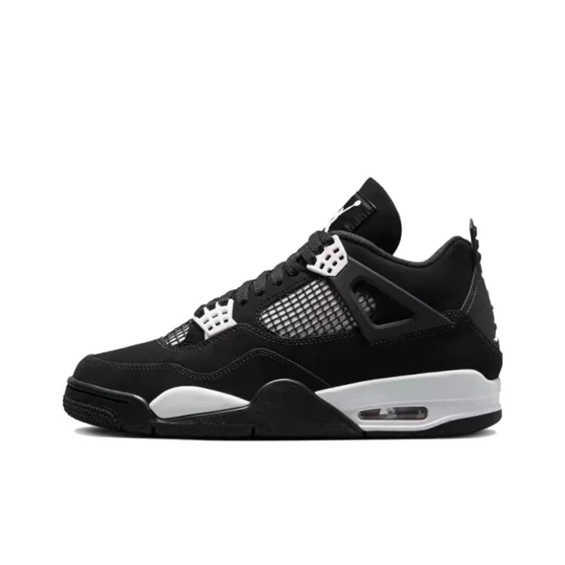 Original Air Jordan 4 Retro Bred Bull Anti-Slip Wear-resistant Retro Basketball Shoes Black and Red Men's Shoes Totally invincible