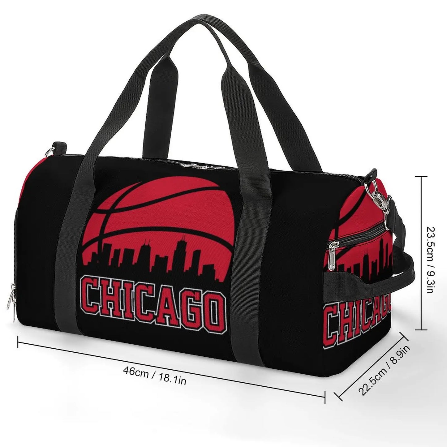 Retro Bulls Basketball Gym Bag Chicago City Skyline Outdoor Sports Bags Large Travel Training Handbag Fitness Bag For Couple Totally invincible