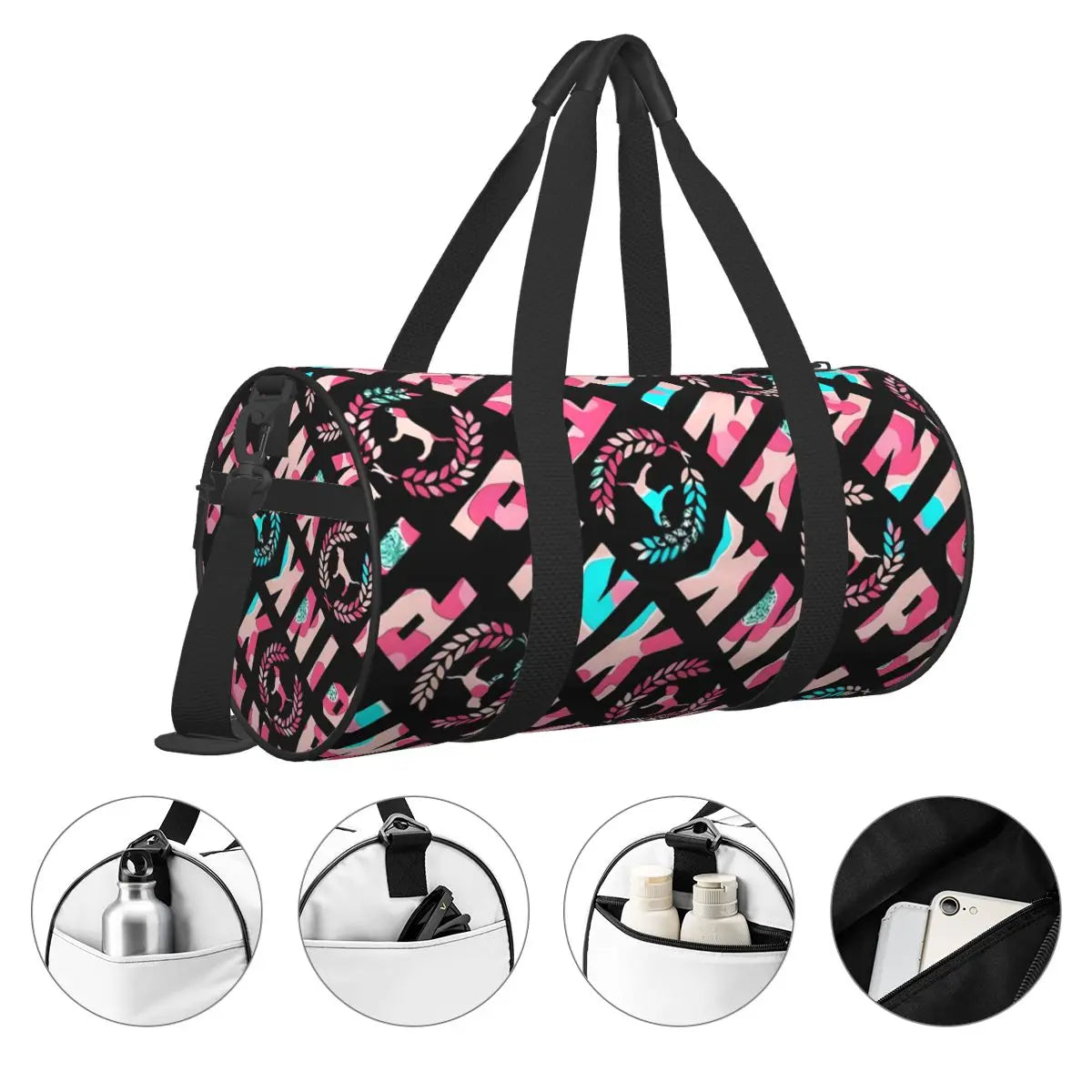 Pink Victoria Sports Bags Secret Wallpaper Travel Training Gym Bag Gym Accessories Retro Handbags Couple Oxford Fitness Bag