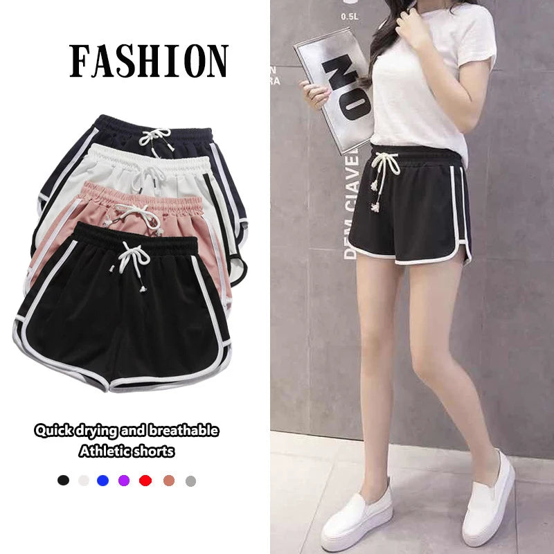 Women yoga Shorts Summer outer wear mid-waist casual loose straight pants lady stylish thin breathable wide leg gym short pants