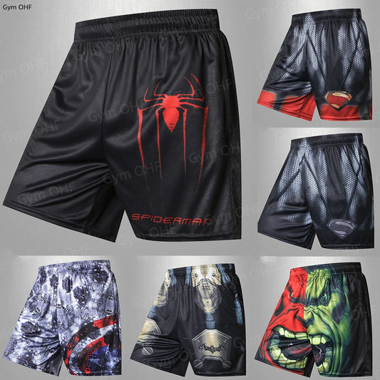 Breathable Quick Dry Men Shorts Casual Superhero Movie 3D Printed MMA Running Shorts Men's Zip Pocket Causal Summer Short Pants