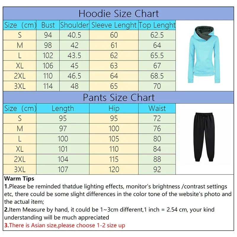 Womens Tracksuit Outfits Autumn Winter Hooded Sweatshirt +Black Sweatpants High Quality Ladies Daily Casual Warm 2 Piece Set