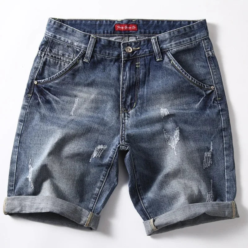 Men Gray Denim Shorts Jeans Pants Good Quality Men Cotton Knee Length Short Jeans New Summer Male Large Size Denim Shorts 42