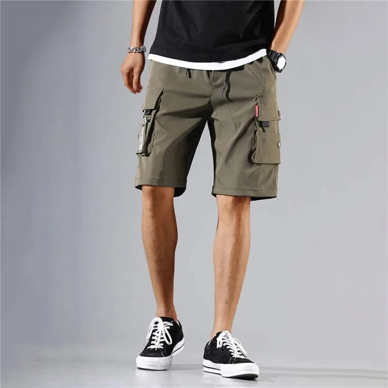 Men Trend Cargo Shorts Men'S Letter Print Pocket Shorts Summer New Fashion Casual Straight Shorts Male Ropa Hombre