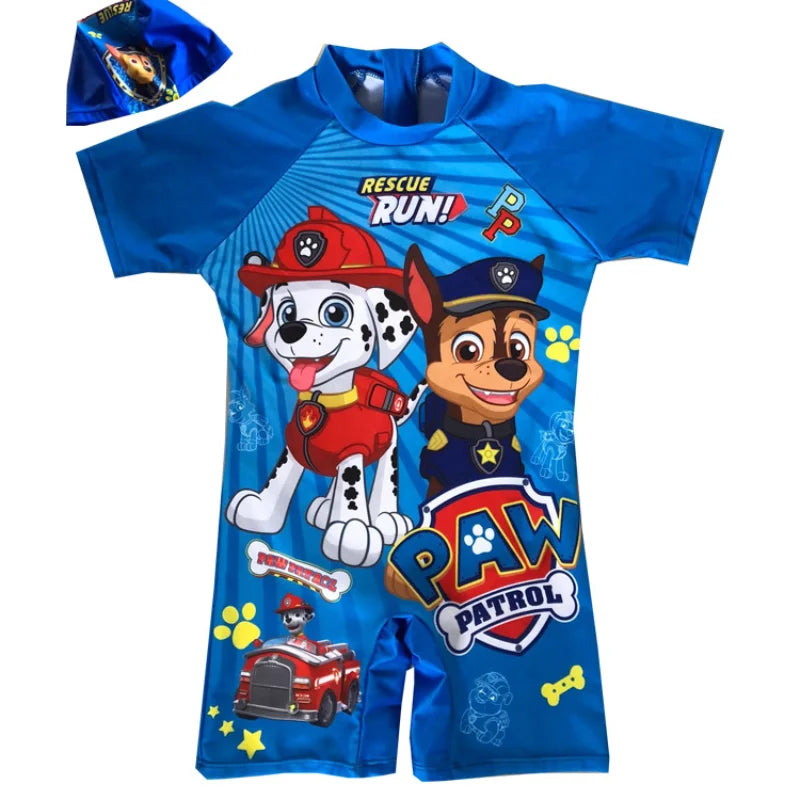 PAW Patrol Children One Pieces Swimsuit Kawaii Playsuit Child Short Sleeve Swimwear Beach Bathing Suit Swim Wear for Boys Girls