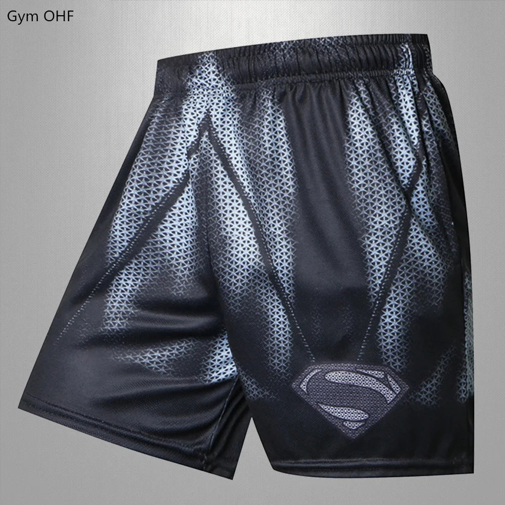 Breathable Quick Dry Men Shorts Casual Superhero Movie 3D Printed MMA Running Shorts Men's Zip Pocket Causal Summer Short Pants