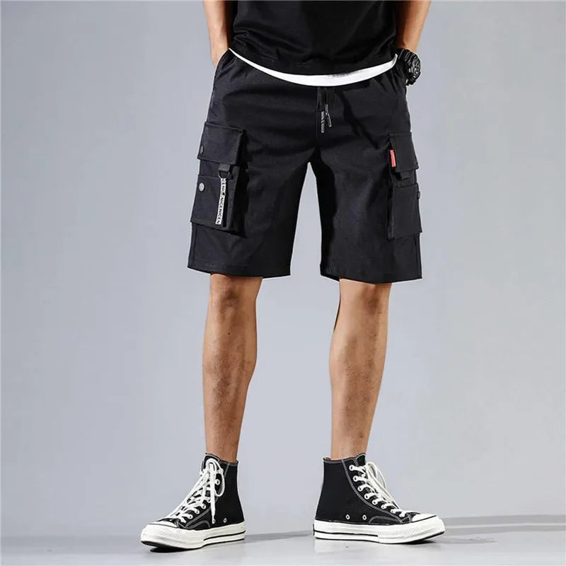 Men Trend Cargo Shorts Men'S Letter Print Pocket Shorts Summer New Fashion Casual Straight Shorts Male Ropa Hombre