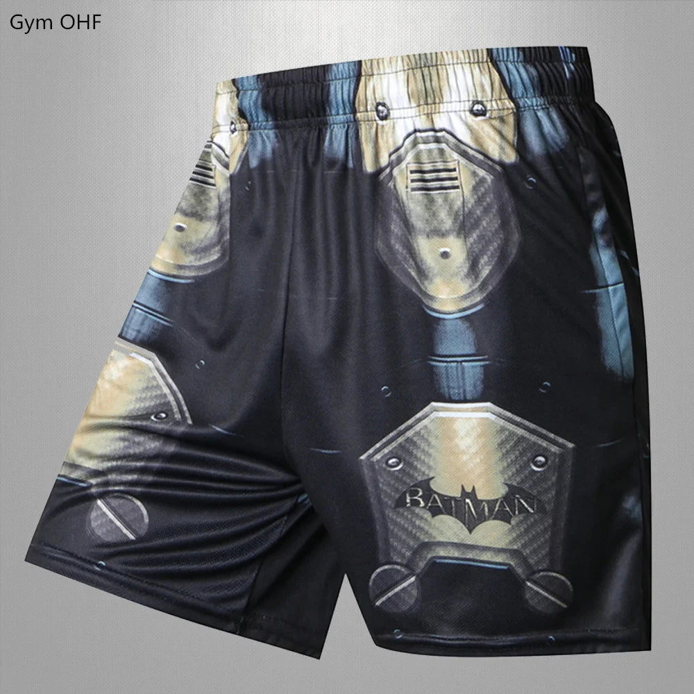 Breathable Quick Dry Men Shorts Casual Superhero Movie 3D Printed MMA Running Shorts Men's Zip Pocket Causal Summer Short Pants