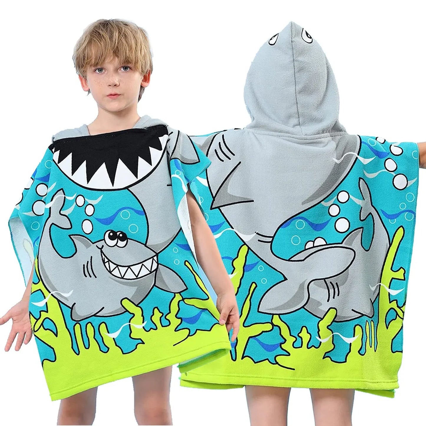 1pc Cute Bath Cartoon Animals Hooded Beach Towel Soft Microfiber For Kids Toddlers Pool Poncho