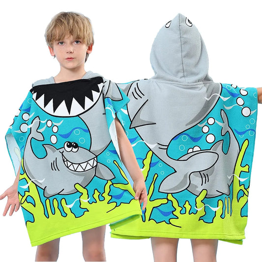 1pc Cute Bath Cartoon Animals Hooded Beach Towel Soft Microfiber For Kids Toddlers Pool Poncho