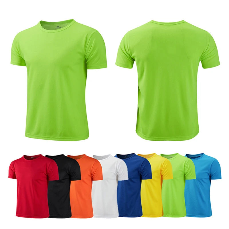 Summer T Shirt For Men Casual White T-Shirts Man Short Sleeve Top Breathable Tees Quick Dry Gym Shirt Soccer Jersey Male Clothes