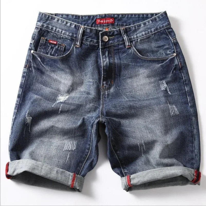 Men Gray Denim Shorts Jeans Pants Good Quality Men Cotton Knee Length Short Jeans New Summer Male Large Size Denim Shorts 42