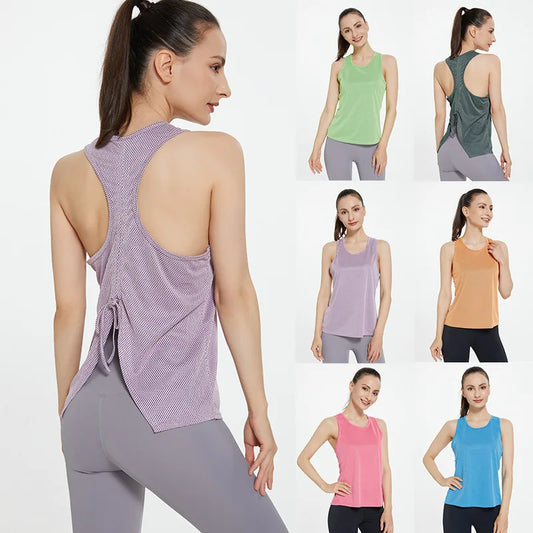 Women Sleeveless Racerback Yoga Shirts Sport Singlet Athletic Fitness Sport Tank Tops Workout Gym Running Training Pilates Vest