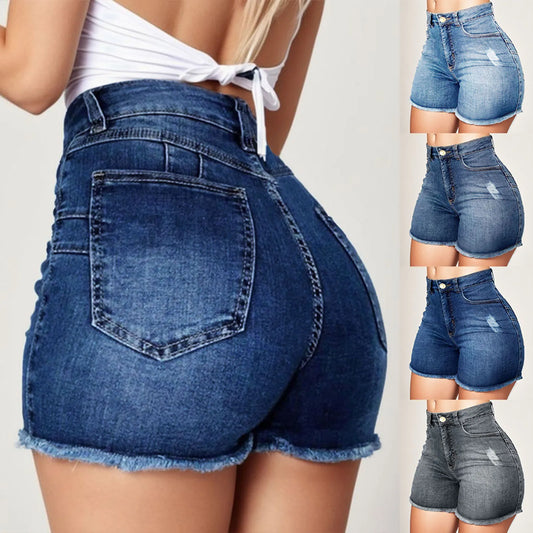 2024 Women's Summer High Waisted Mini Denim Shorts Sexy Ladies Club Party Wear Slim Bodycon Short Jeans Chic Denim Skirt Female