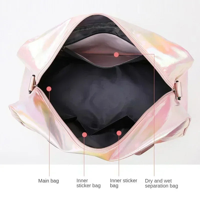 Women's Gym Travel Bag Large Capacity Handbag Shoulder Bag Casual Crossbody Luggage Bag Dry Wet Separation Sports Fitness Bag