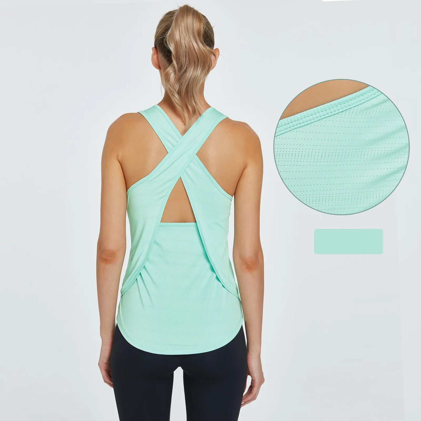 Sleeveless Solid Color Racerback Yoga Vest Sport Singlet Women Athletic Fitness Sport Tank Tops Gym Running Training Yoga Tops