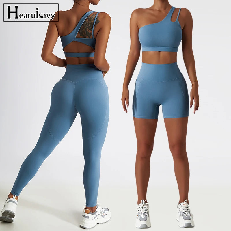 Scrunch Workout Suit Women Two-Piece Yoga Suit Sportswear Gym Set Women Tracksuit Running Yoga Clothes Sports Bra Fitness shorts Totally invincible