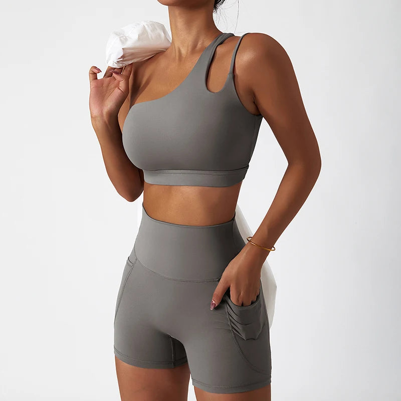 Scrunch Workout Suit Women Two-Piece Yoga Suit Sportswear Gym Set Women Tracksuit Running Yoga Clothes Sports Bra Fitness shorts Totally invincible