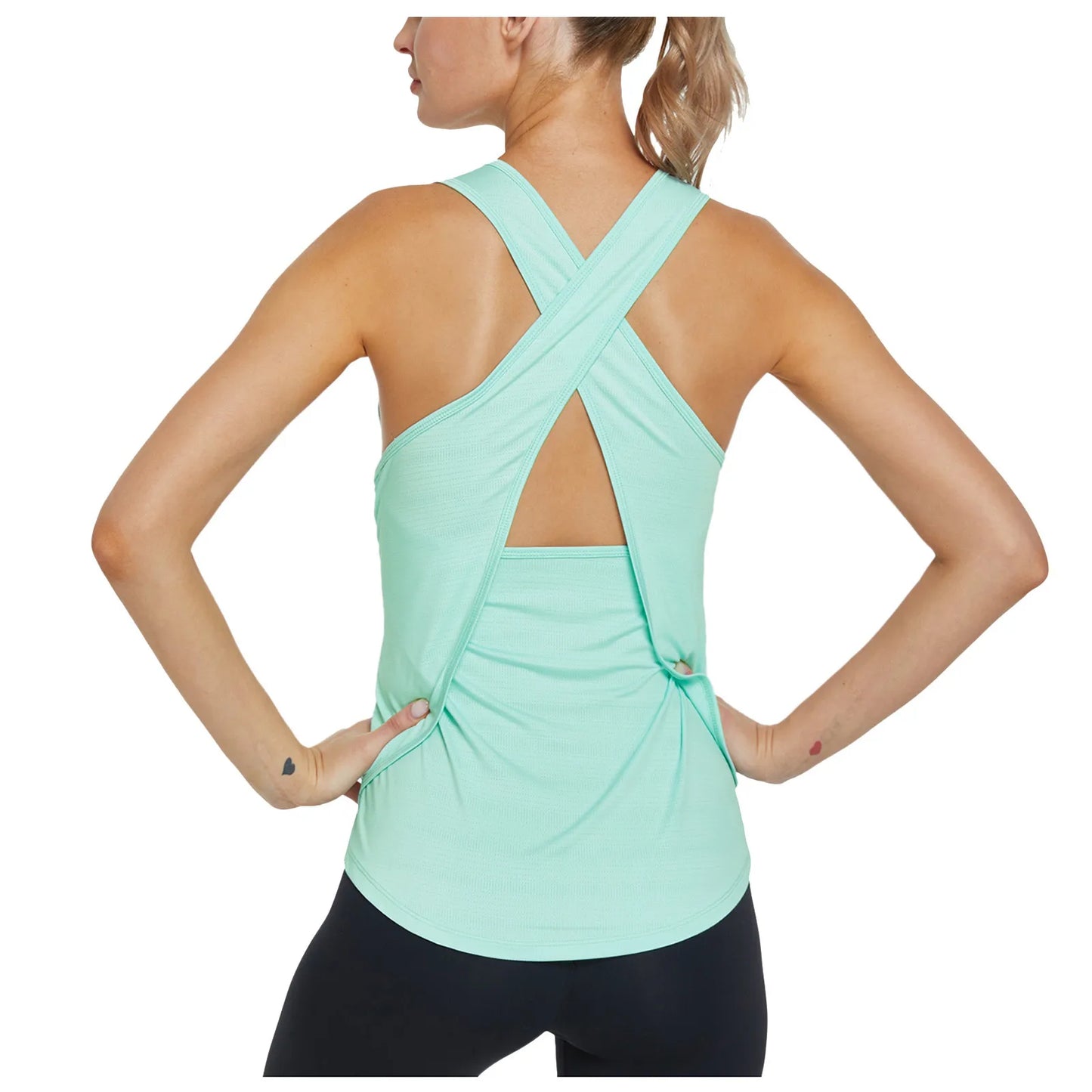 Sleeveless Solid Color Racerback Yoga Vest Sport Singlet Women Athletic Fitness Sport Tank Tops Gym Running Training Yoga Tops