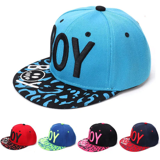 Kids Boy Letter Embroidered Hip Hop Cap Unisex Snapback Cap Baby Flat Trucker Baseball Cap Sun Hat For girls dance