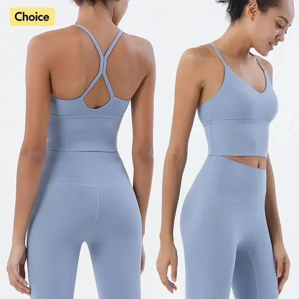 Sportswear Woman Gym Sports Bra and Leggings Two Piece Sets Outifits Naked Feeling Female Fitness Clothing Women' Tracksuit Totally invincible