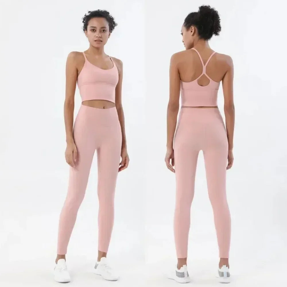 Sportswear Woman Gym Sports Bra and Leggings Two Piece Sets Outifits Naked Feeling Female Fitness Clothing Women' Tracksuit Totally invincible