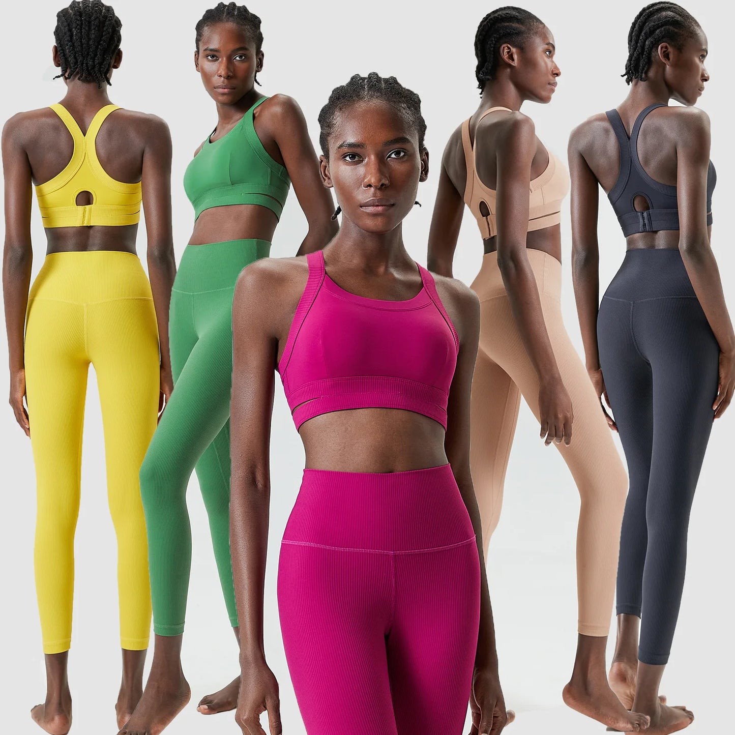 Women High Impact Gym Suit Two Pieces Fitness Yoga Set Super Stretch Slim Fit Running Sportswear Breathable Workout Clothes Totally invincible