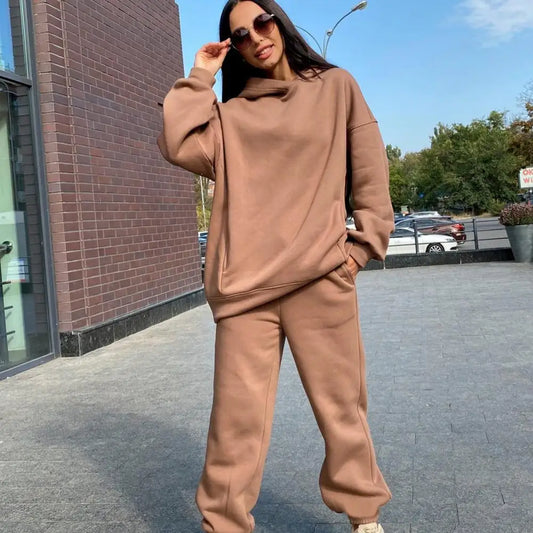 Women Two Piece Sets Tracksuit Hooded Sweatshirt Tops Sweatpants Pants Set Female Spring Autumn Long Sleeve Pullover Sports Set Totally invincible