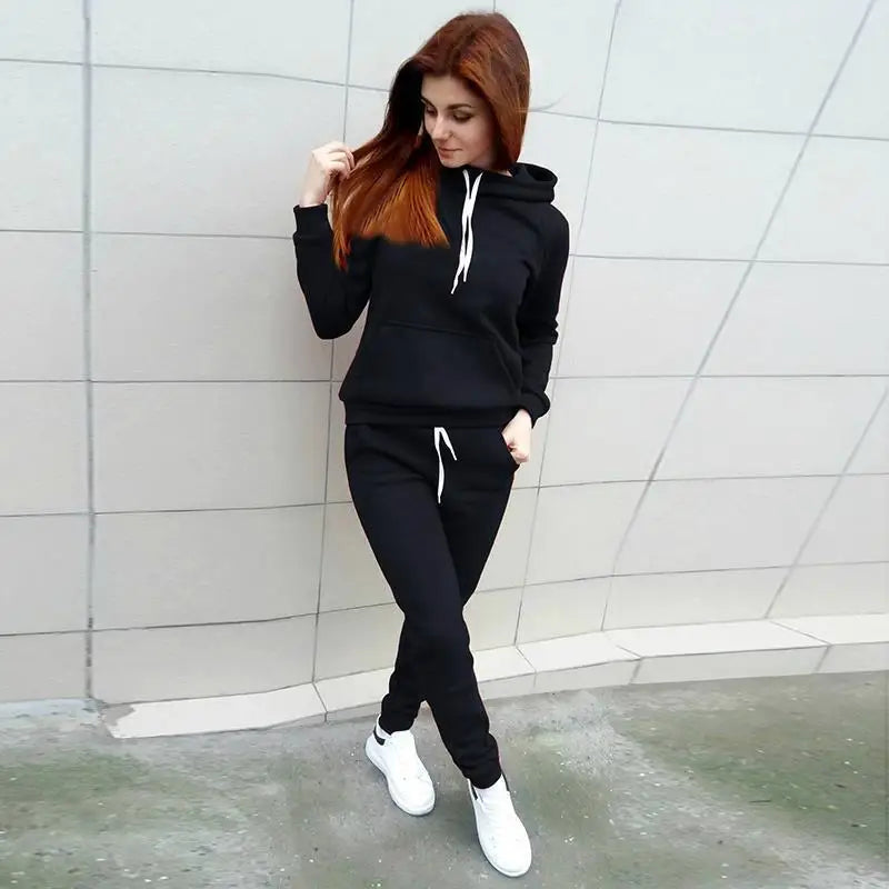 Women's Tracksuit Hoodies 2 Piece Set Sweatshirt + Pants Women Sport Running Suit Spring And Autumn Sportswear Customizable Logo Totally invincible