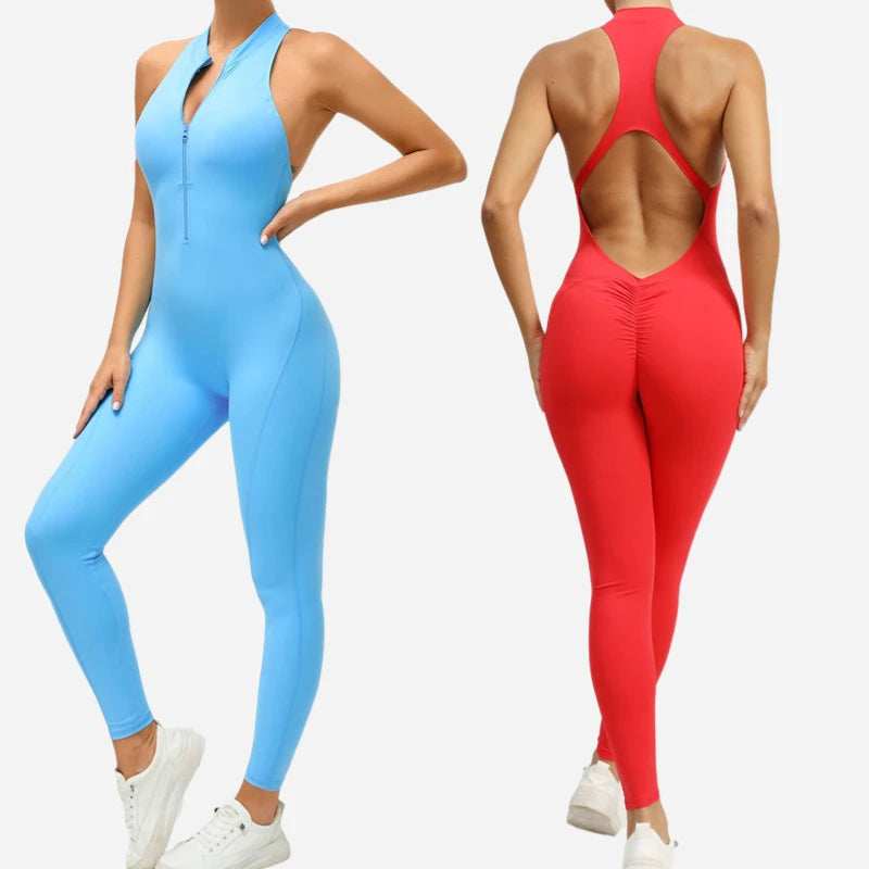 Yoga Jumpsuit For Women Backless Sexy One-piece Bodysuit Zipper Fitness Set Quick-Dry Gym Clothing Running Sportswear Outfits Totally invincible