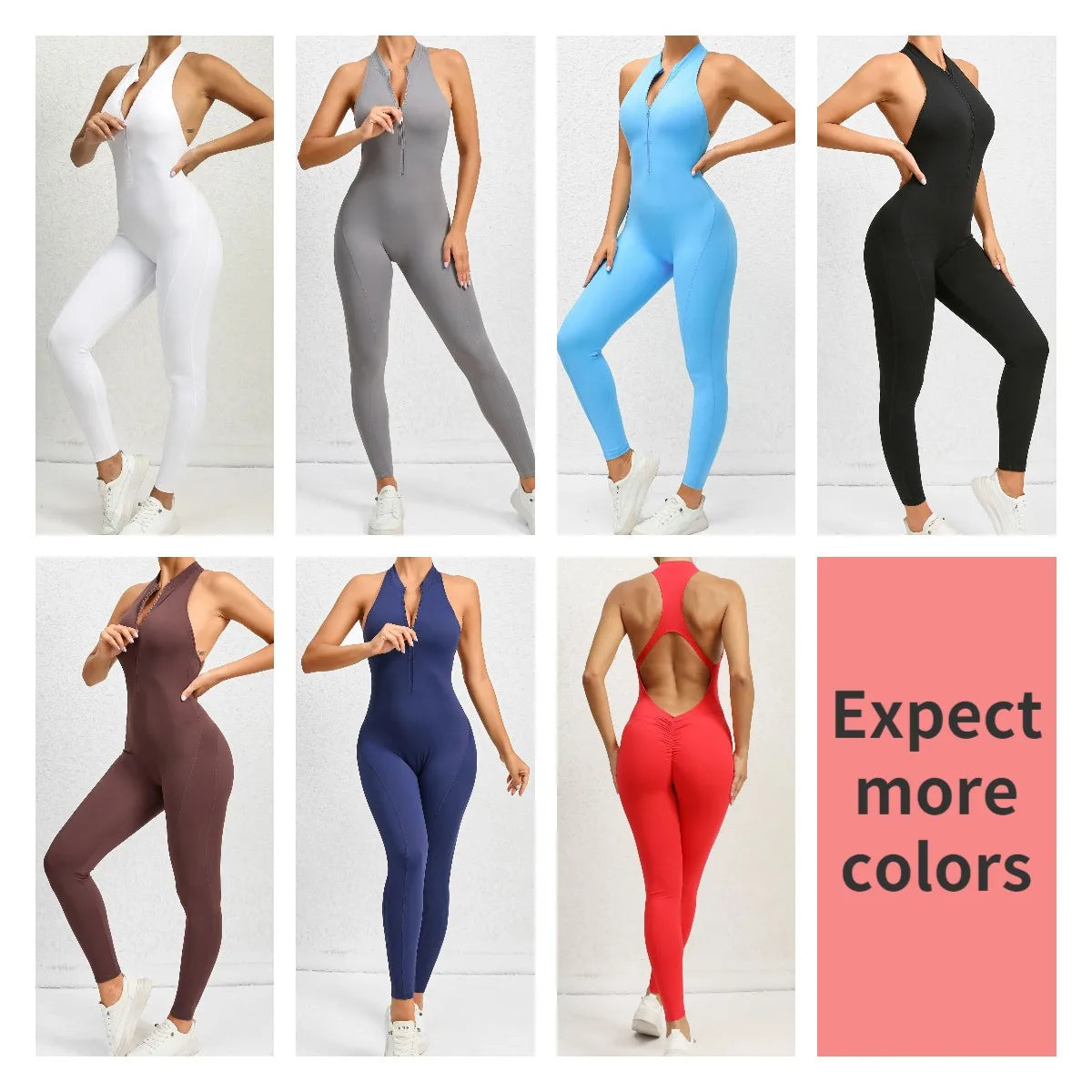 Yoga Jumpsuit For Women Backless Sexy One-piece Bodysuit Zipper Fitness Set Quick-Dry Gym Clothing Running Sportswear Outfits Totally invincible