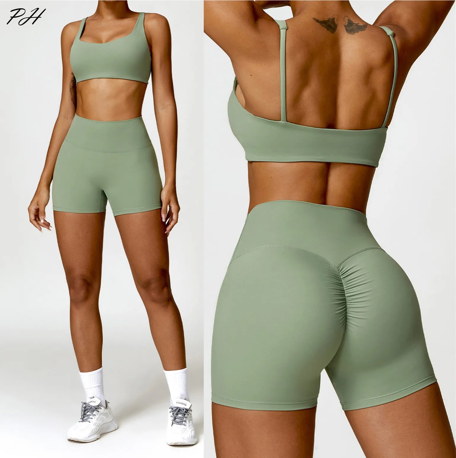 Yoga Set Women Gym Long Sleeve 2PCS Nudity Sportswear Workout Clothes Athletic Wear Shorts Fitness Bra Crop Top Sports Suits New Totally invincible